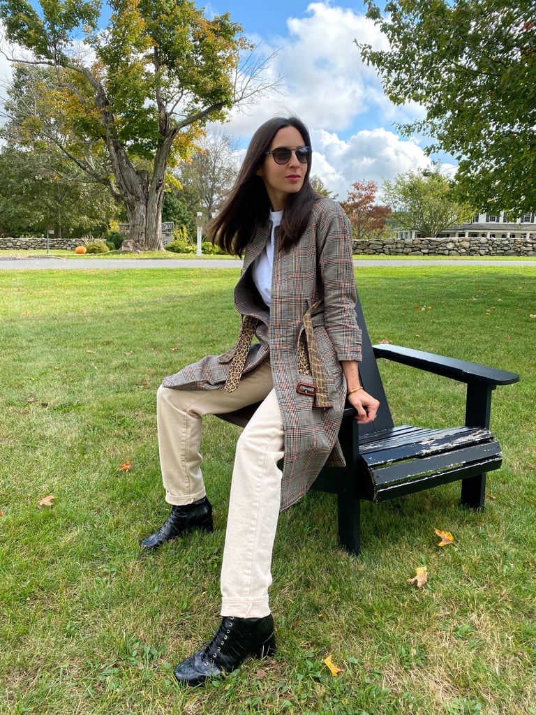 Plaid Trench + T-Shirt + Denim