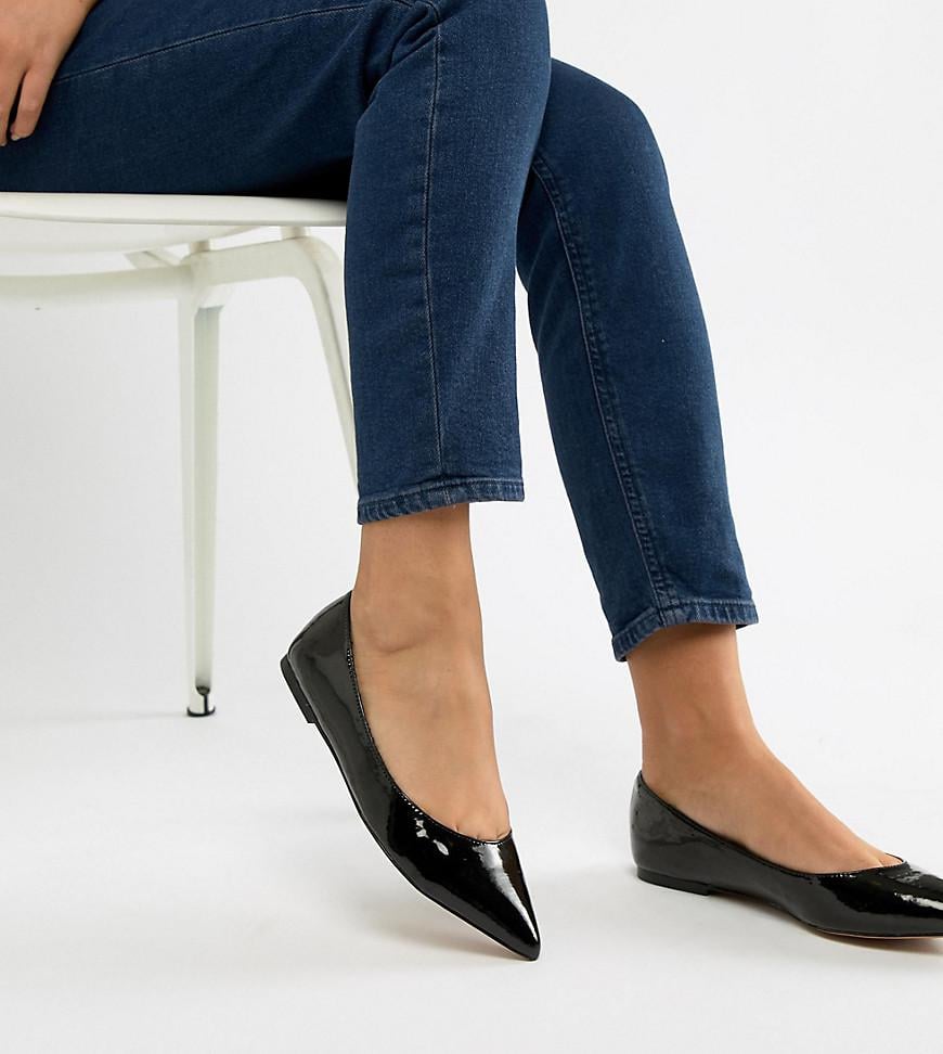 ASOS Design Wide Fit Latch Pointed Ballet Flats
