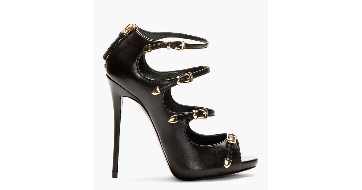 Giuseppe Zanotti Black Four Strap Heels ($1,395) | Designer Shoes ...