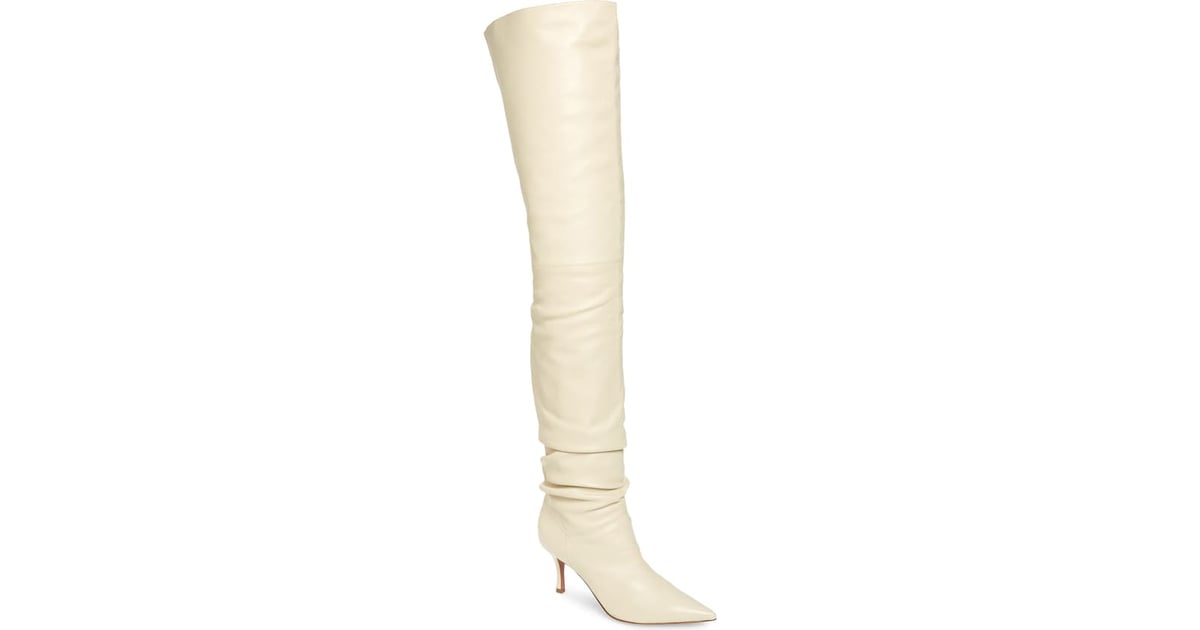 Amina Muaddi Barbara Ruched Over the Knee Boot | Amina Muaddi Shoes ...