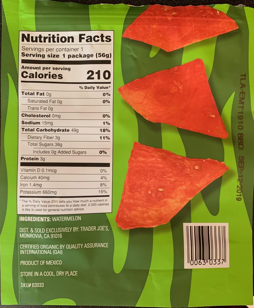 Full Nutritional Info For Trader Joe's Watermelon Jerky