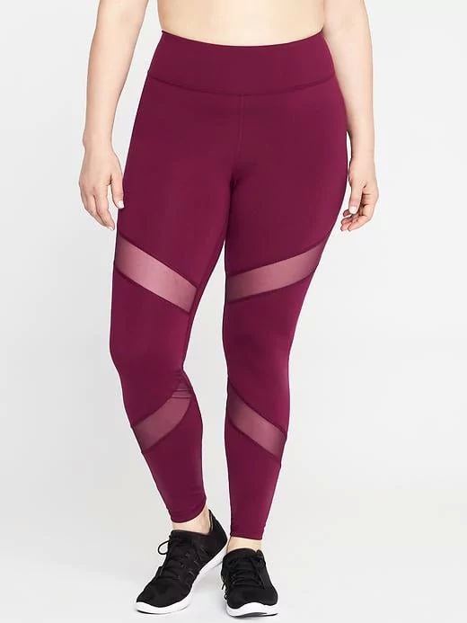 High-Rise Plus-Size Mesh-Trim Leggings