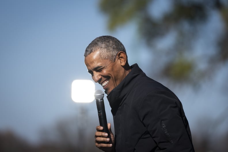Barack Campaigning For Joe Biden in the Jacket