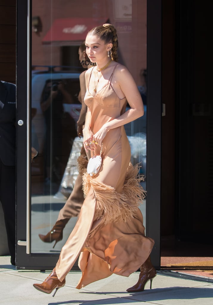 Gigi Hadid Michael Kors Dress and Seashell Bag 2019