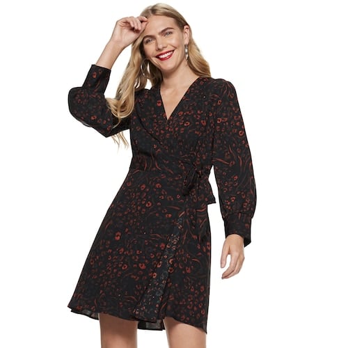 Nine West Long Sleeve Wrap Dress