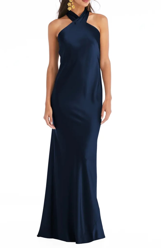 Haute Halter: LOVELY Imogen Twist Halter Charmeuse Trumpet Gown