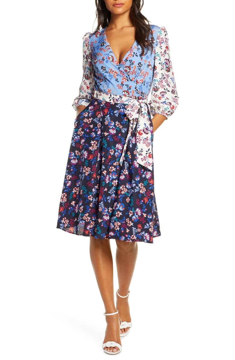 1901 Colorblock Floral Faux Wrap Dress 18 Pretty Dresses You Can