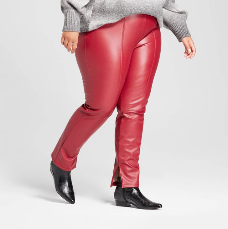 helmut lang red leather pants