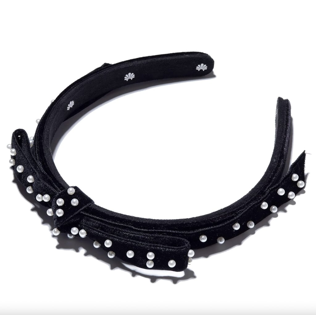 Lele Sadoughi Jet Pearl Bardot Ribbon Headband