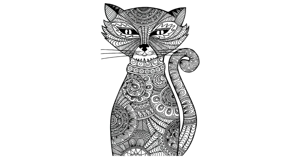 Get the coloring page: Cat | Free Printable Adult Coloring Pages
