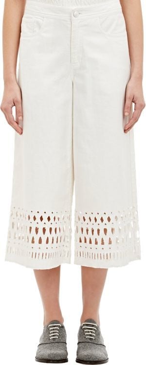 Sea Embroidered Eyelet Denim Gauchos ($365)