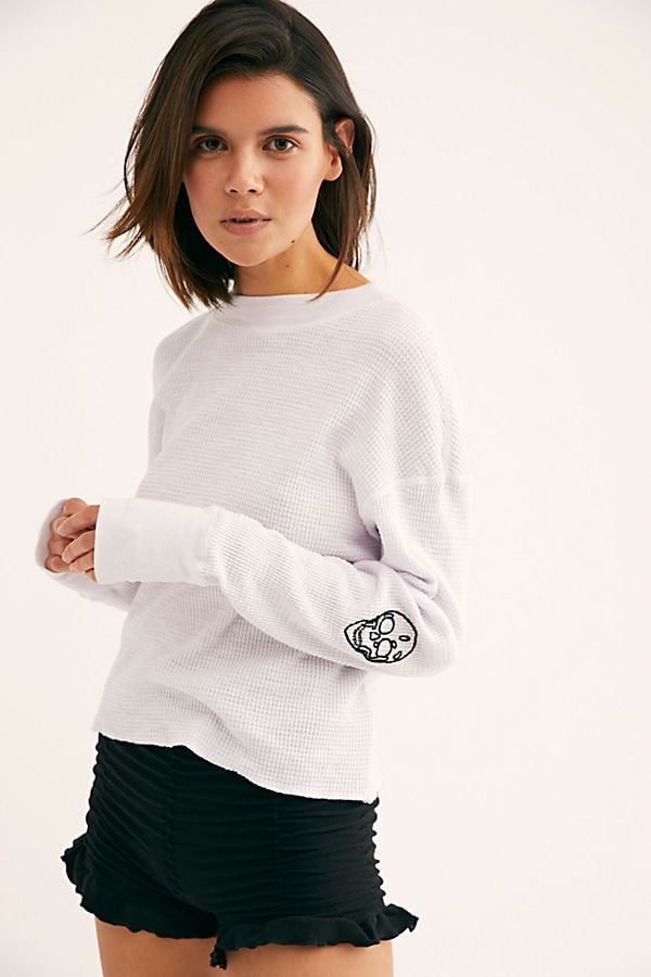 Free People High-Neck Sweatshirt With Skull Embroidery