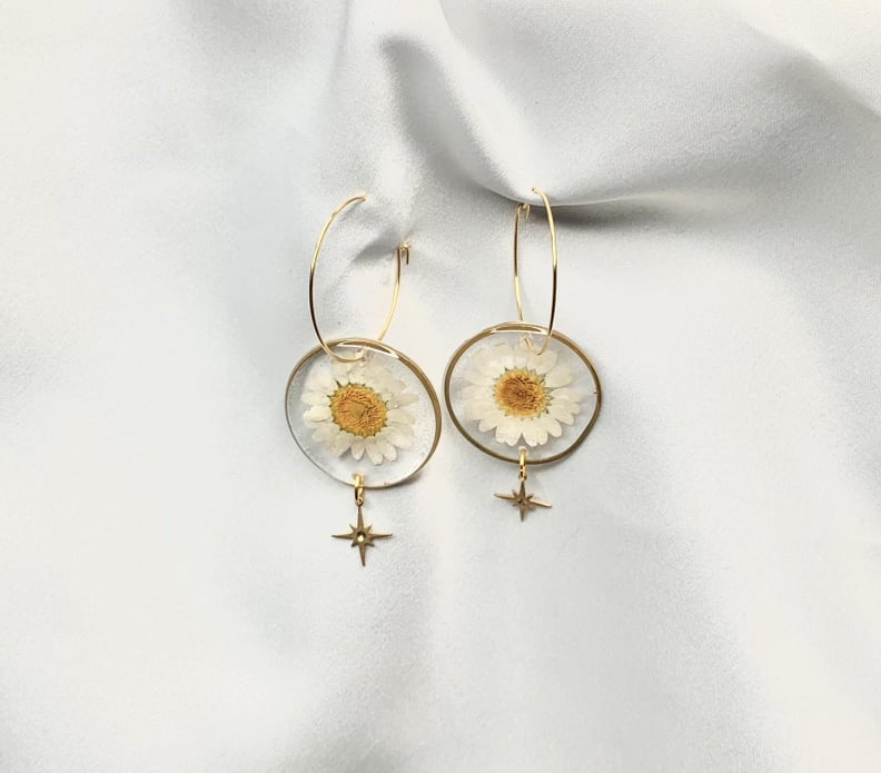 For a Handmade Touch: Resin and Gold Plated Brass Earrings