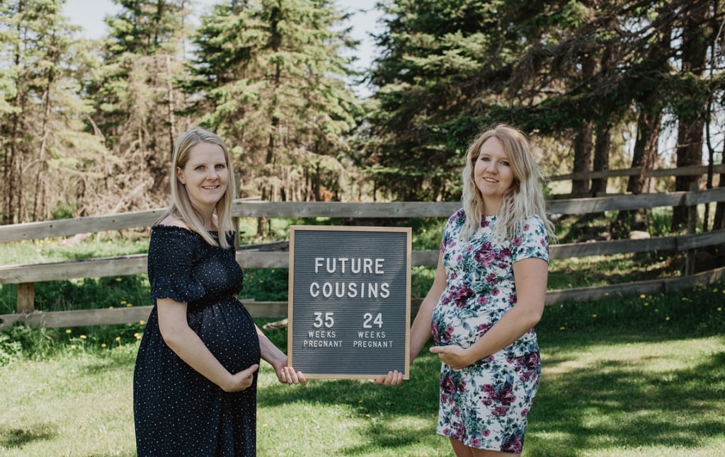 These moms to be took out their letter board to share the news of the future cousins they were expecting.