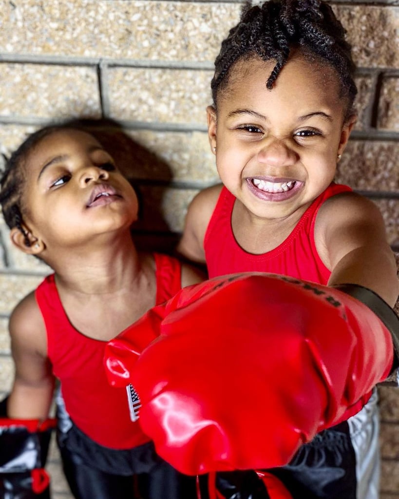 Karington and Kaidence Dressed Up as Claressa Shields