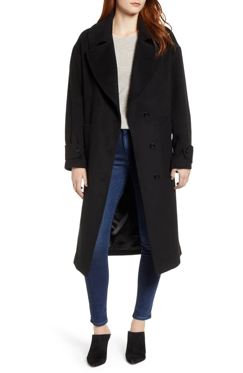 Halogen Drop Shoulder Wool Blend Coat