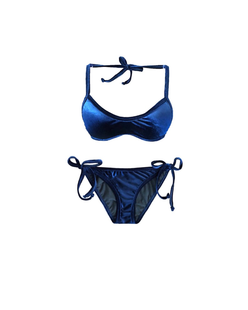 Navy Blue Velvet Bikini Set