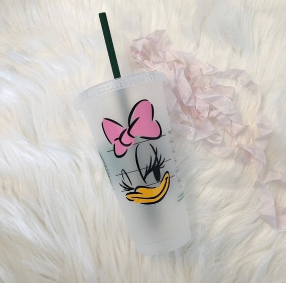 Daisy Duck Personalized Iced Coffee Cup