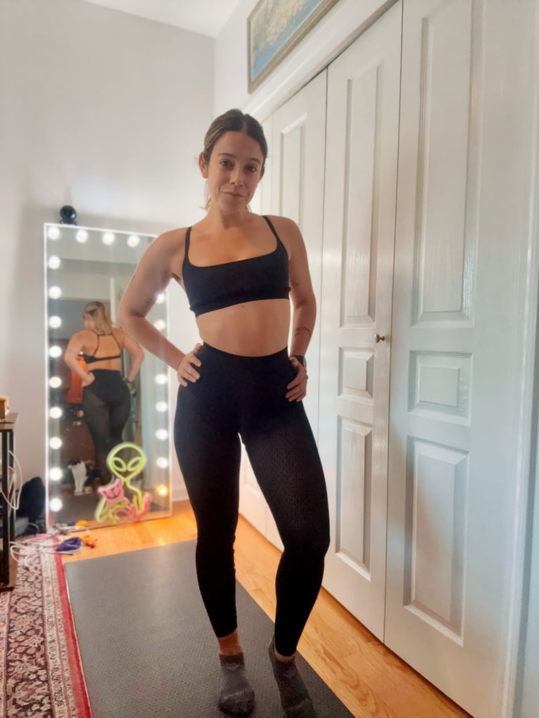 Fabletics Luxe360 SculptKnit Legging ($85)
In an effort to create leggings that speak to our sensual, electric side, Fabletics co-founder and Luxe360 creator Ginger Ressler introduced the Luxe360 SculptKnit to push boundaries. Built with medium compression to offer a second-skin feel, this "fishnet" style is offered in three different shades and sizes XS to 3X. "What resonated wasn't just the style, but the message. It felt sexy, but on her terms. She felt seen. Celebrated. Encouraged to show up in every form of herself. That connection and sense of empowerment, is what truly brought the collection to life," Ressler tells PS of the line — and these tights absolutely speak to the sentiment. 
Pros: The high-rise waistband stays put no matter what moves you're getting into.
Cons: The compression isn't as strong throughout the legs, so if you like the "squeezed-in" feeling from top to bottom, these probably aren't for you.
Material: Nylon, polyester, elastane. 
Colorways: 3
Sizes: XS-3X
Who it's best for: Those who love to catch a glimpse of themselves in the mirror while working out.
Extras: Even though they may not look it at first glance, these leggings are sweat-wicking and offer four-way stretch.
Editor Quote: "I was honestly shocked by how held-in I felt while working out in these leggings, which honestly look like fishnet tights when you first take them out of the package. Teamed with the Fabletics Luxe360 SculptKnit Low Impact Bra ($55), I felt ridiculously sexy while strength training — and in a good way. The compression that hugs the waist, hip, and butt area is impressively strong and curve-enhancing at the same time. If you're the type of person who likes a playful or feel-good set to motivate you, I'd highly recommend the Luxe360 collection." — Sarah Wasilak, shopping director