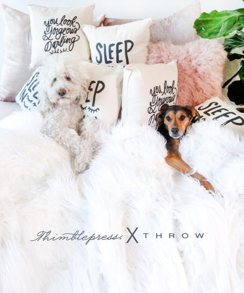 Canvas Sleep In Thimblepress X Throw Pillow