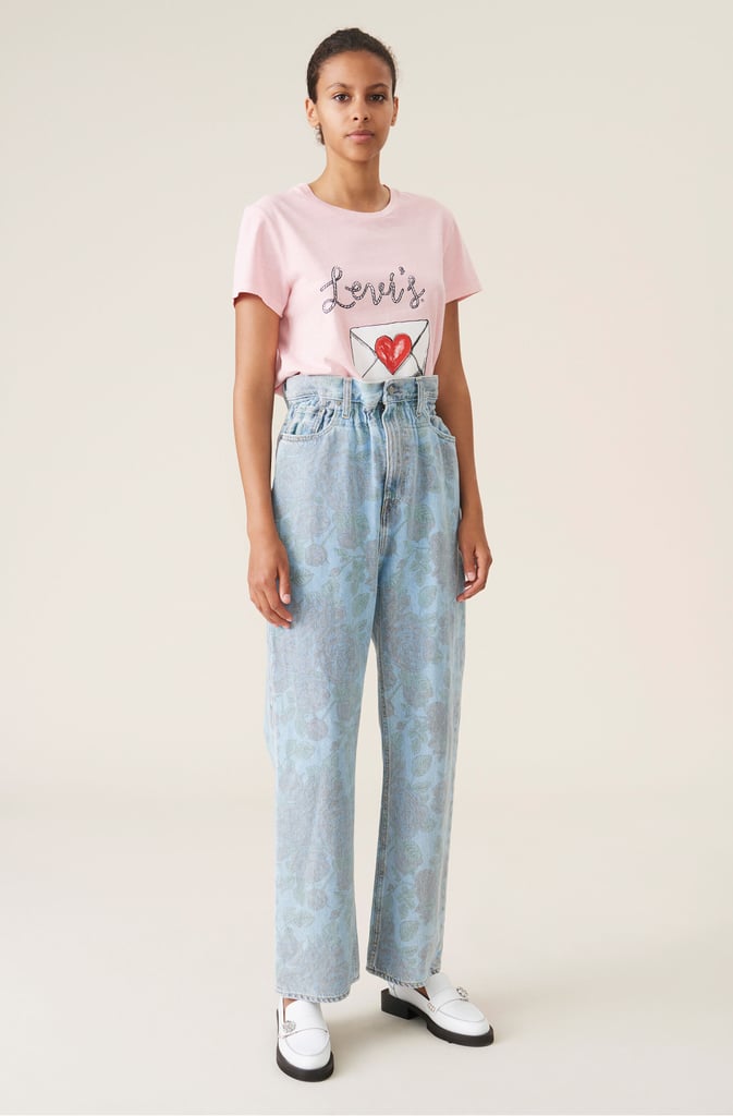 Ganni x Levi's Printed Light Indigo High-Waisted Pants