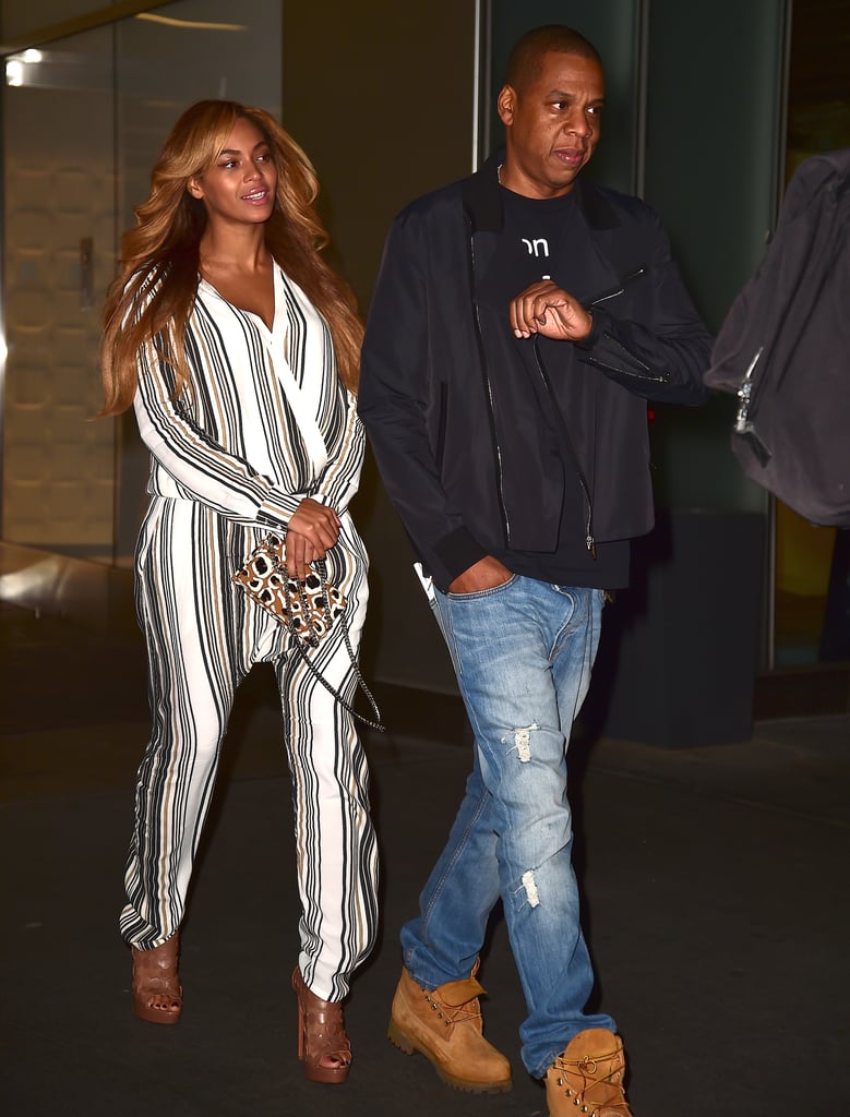 Out in NYC in 2014, JAY-Z kept it simple and Beyoncé stole the show in understated but still standout stripes.