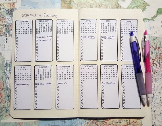 Bullet Journal Future Planning Sticker Sheets