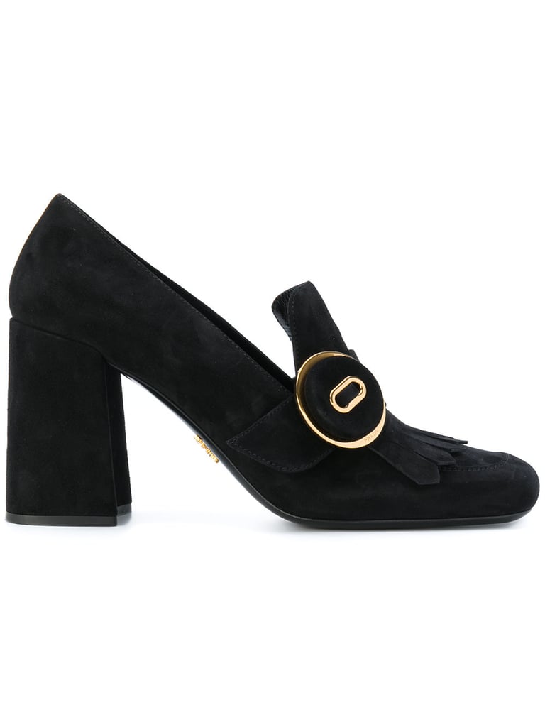 Prada Fringed Block Heeled Loafers