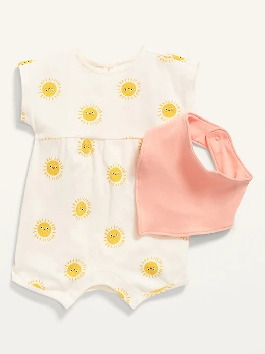 Old Navy Printed One-Piece and Solid Bib Set