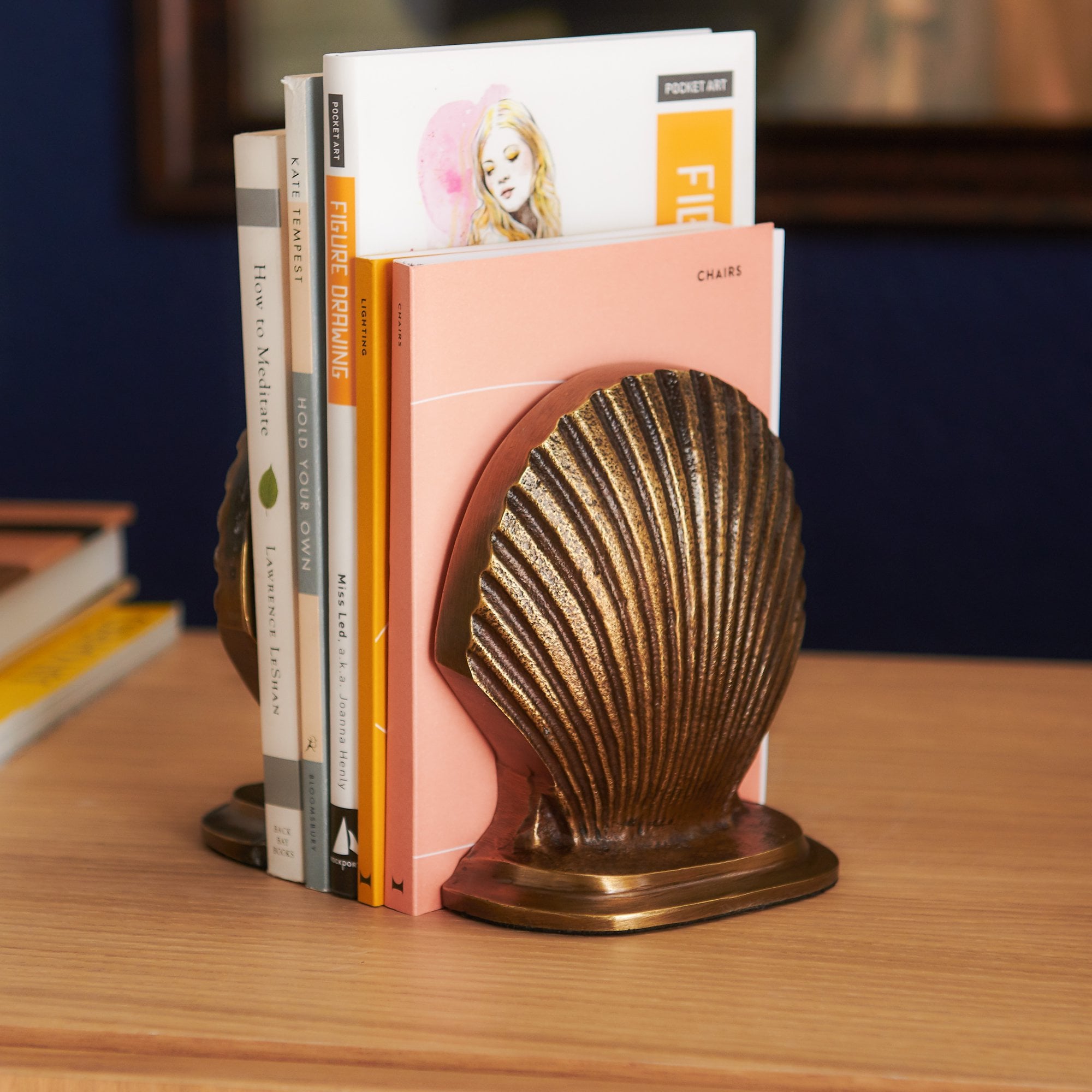 Drew Barrymore Flower Home Antique Brass Sea Shell Bookends 27