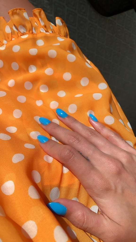 Hailey Baldwin’s Sky-Blue Nail Polish