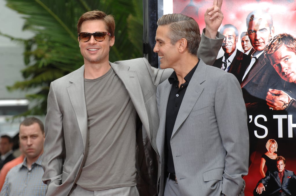 How's this for a two-for-one special? Brad and George Clooney looked great in gray for the Ocean's Thirteen handprint ceremony in LA in June 2007.