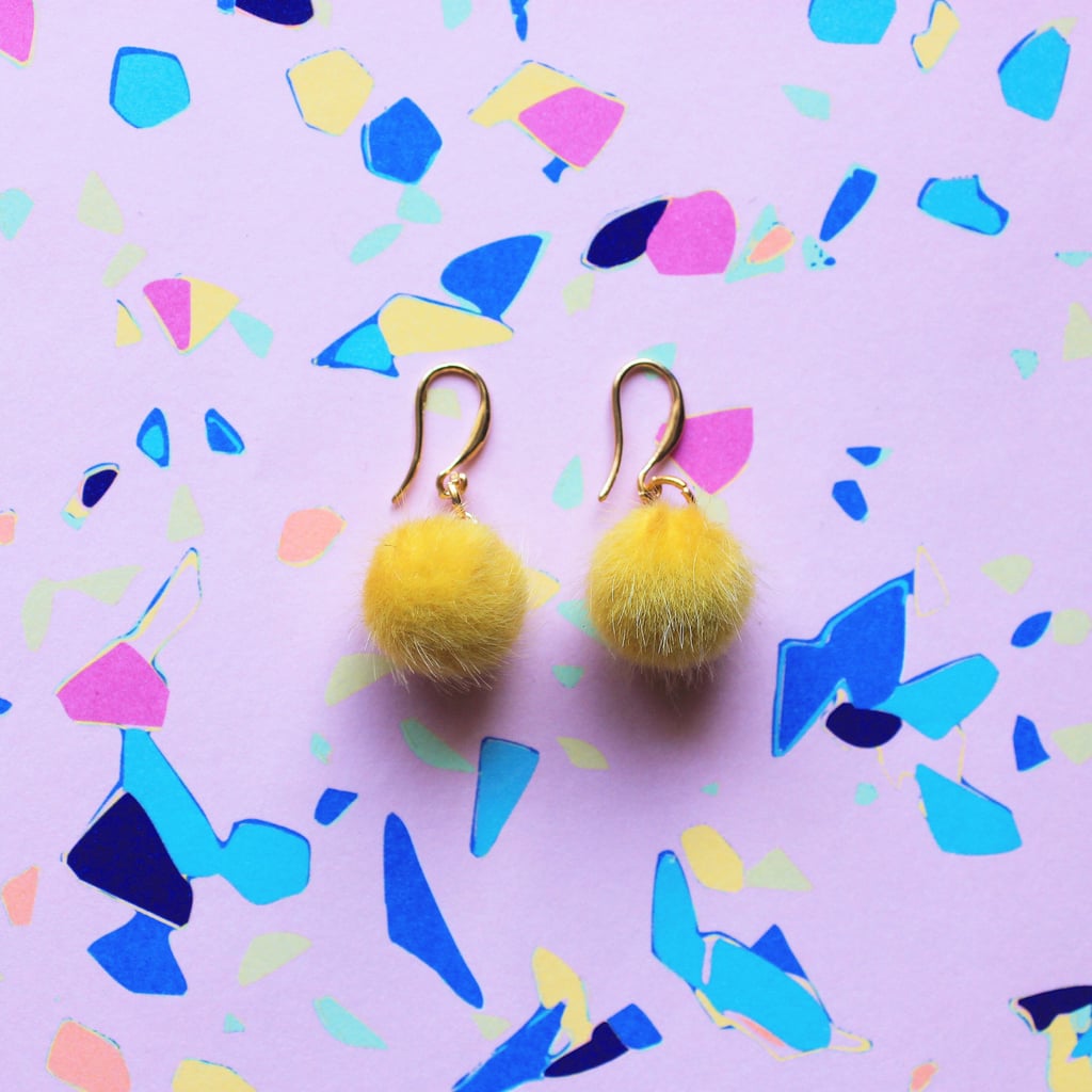 Yellow Mini Pom-Pom Earrings |