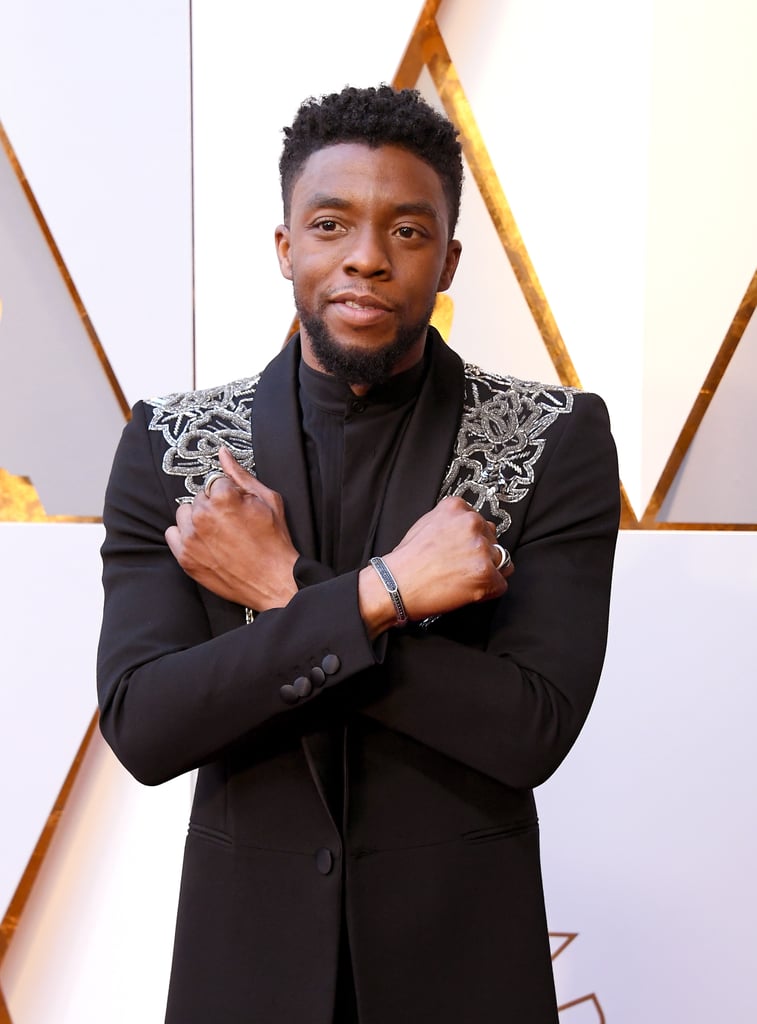 Chadwick Boseman "Wakanda Forever" at the 2018 Oscars