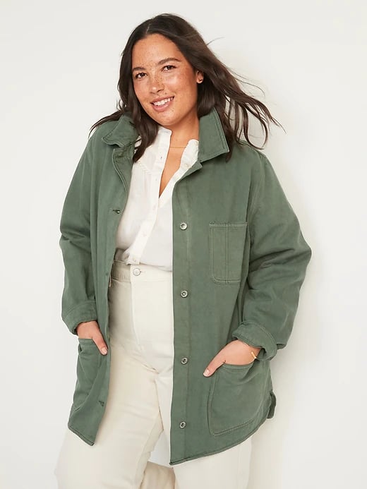 Old Navy Workwear Shacket in Forest Shade