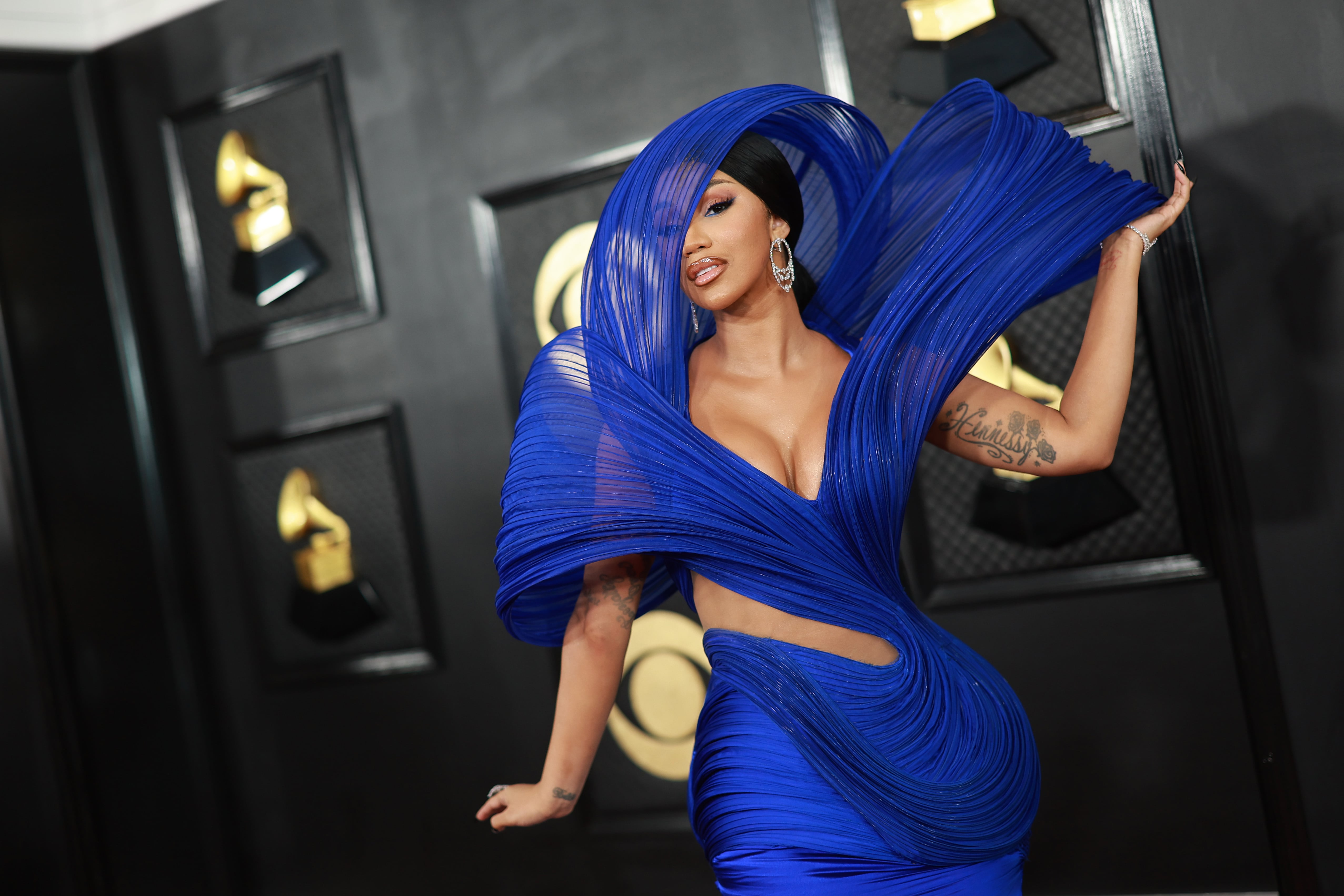 Cardi B Changes Into Chainmail Dress During the 2023 Grammys