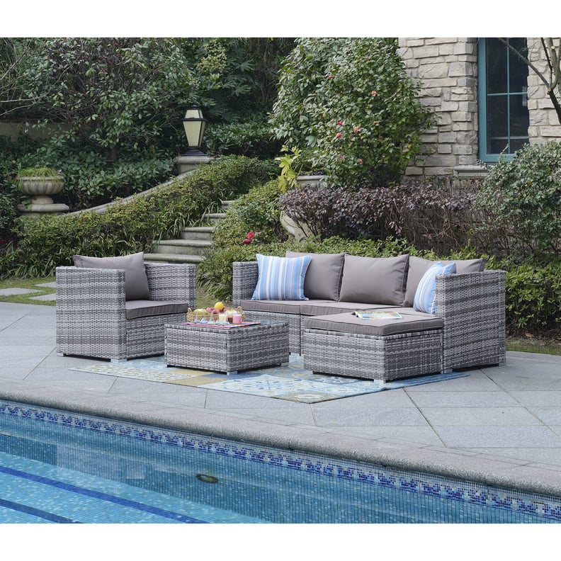 Augusta 6 Piece Rattan Sectional Seating Group with Cushions