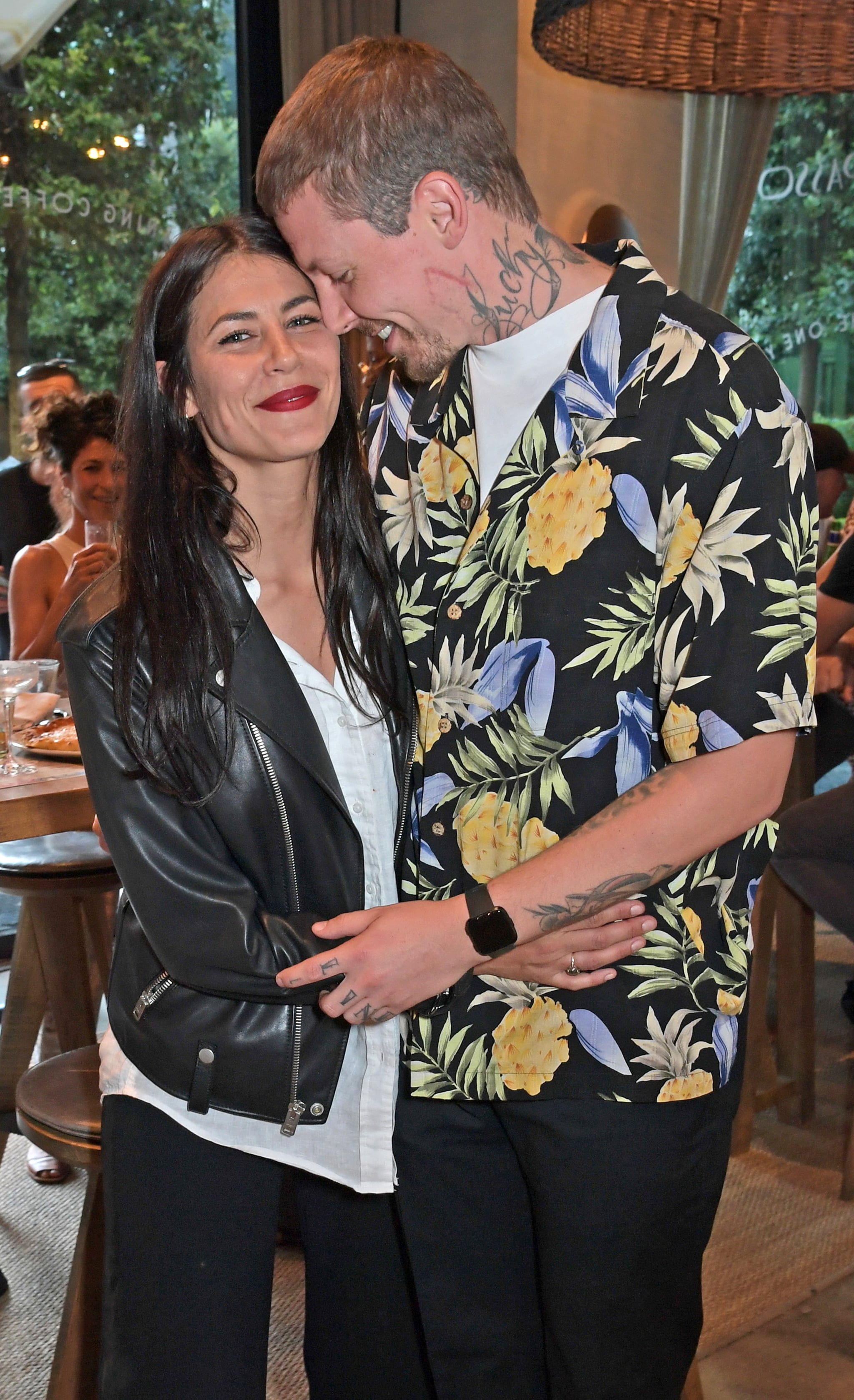 LONDON, ENGLAND - JULY 17:  Karima McAdams and Professor Green attend the launch of Giz & Green Pizza Pies Pop-Up at Passo on July 17, 2020 in London, England. (Photo by David M. Benett/Dave Benett/Getty Images for PASSO)