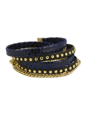 Alexandra Beth Chain and Leather Wrap Bracelet