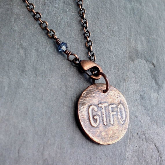 GTFO copper charm bracelet