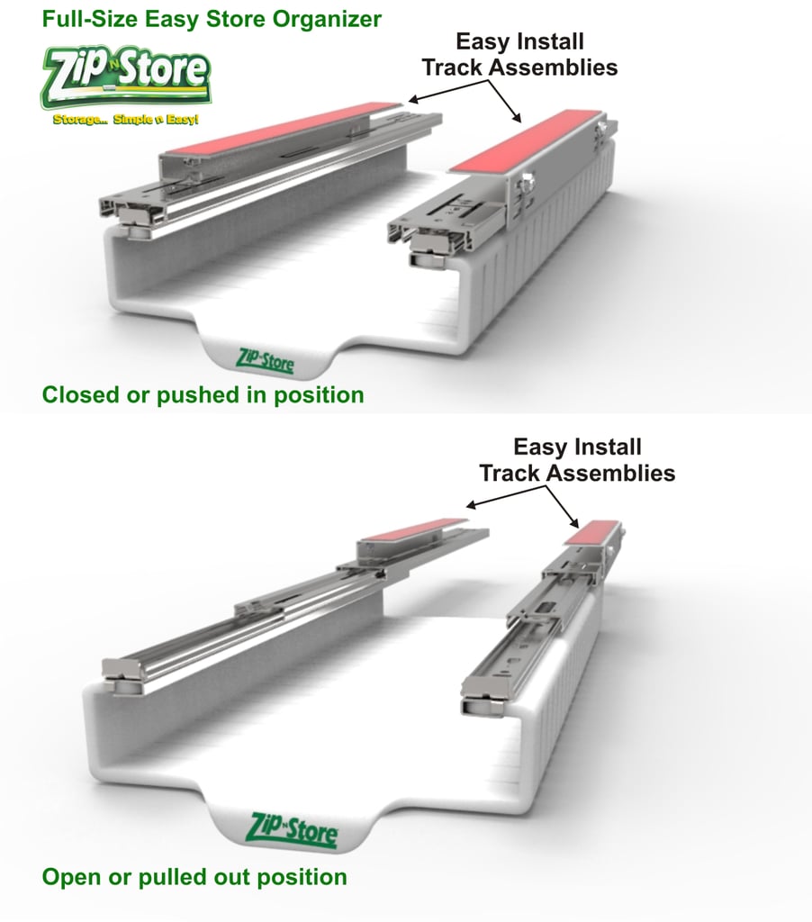 The Zip 'n' Store ($40) installs without any tools. All you have to do is peel off the backing and stick it to the underside of a shelf!