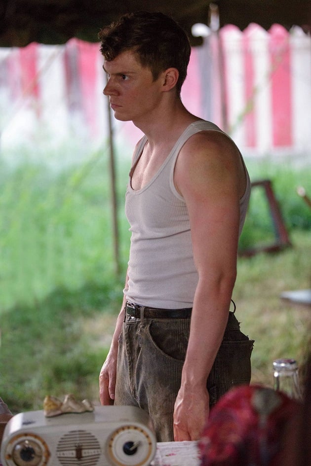 Keeping it in the family, Evan Peters is Jimmy Darling, Ethel and Dell's son. Notice the hands.