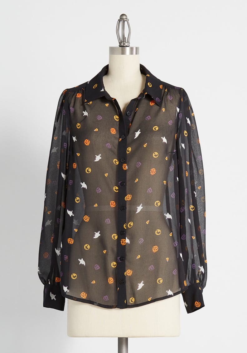 Be Buzzworthy Sheer Button-Up Top