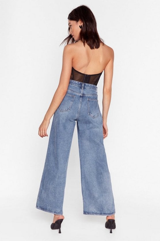 High-Waist and Wide-Leg Denim Jeans