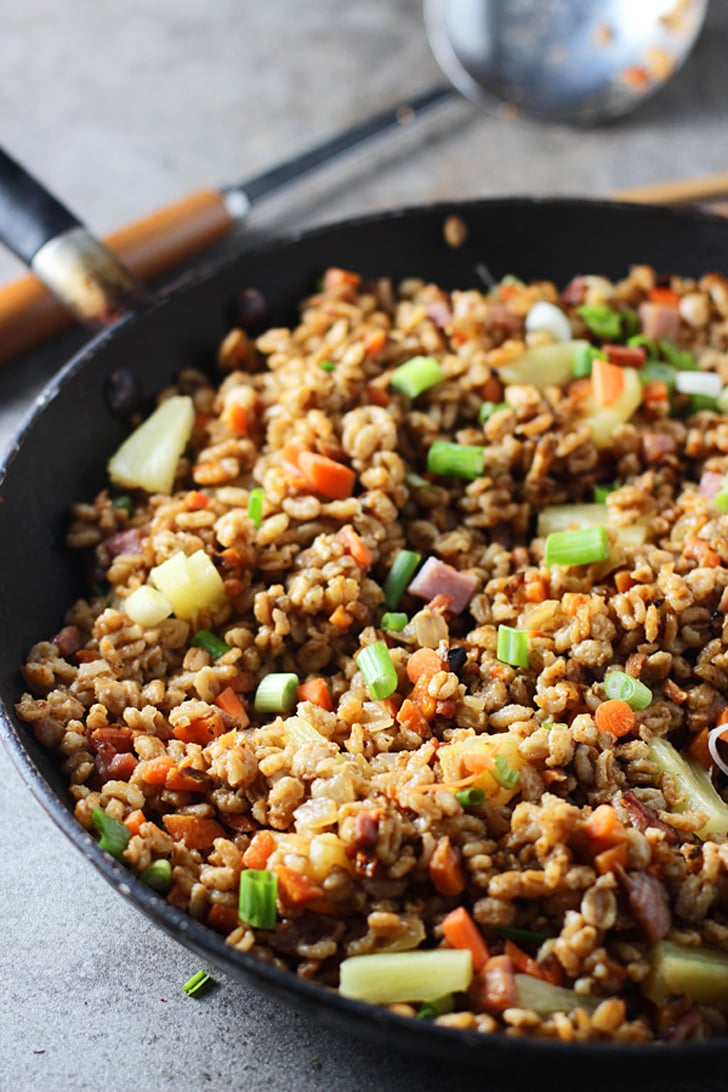 Pineapple and Ham Farro "Fried Rice" Fast and Easy OnePan Meal