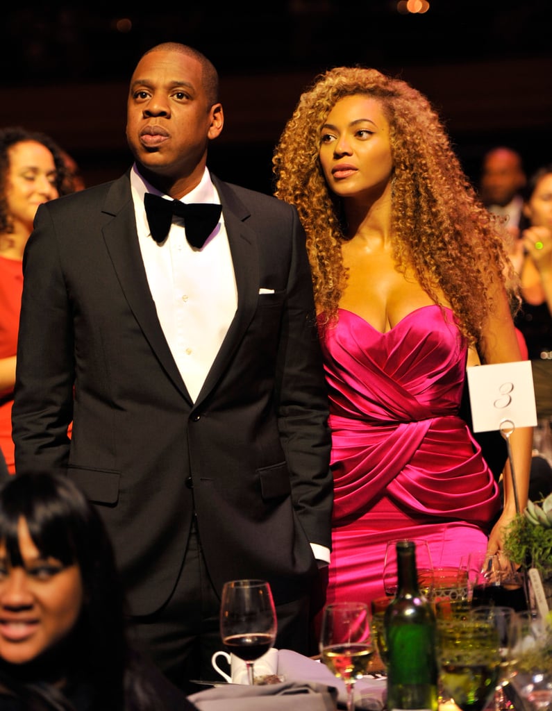 Beyoncé and Jay Z dressed up for the Keep a Child Alive gala in NYC in September 2010. Jay kept it classic in a black tuxedo, while Beyoncé chose a bright, draped fuchsia dress.
Beyoncé and Jay Z dressed up for the Keep a Child Alive gala in NYC in September 2010. Jay kept it classic in a black tuxedo, while Beyoncé chose a bright, draped fuchsia dress.
