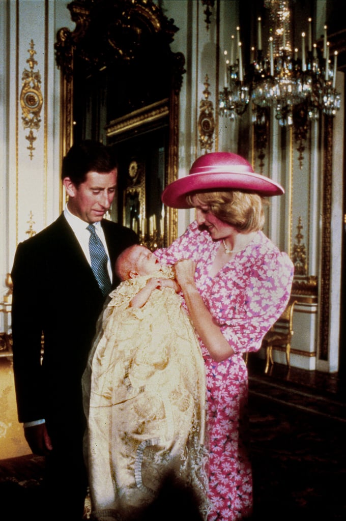 Princess Diana with King Charles III at Prince William's Christening