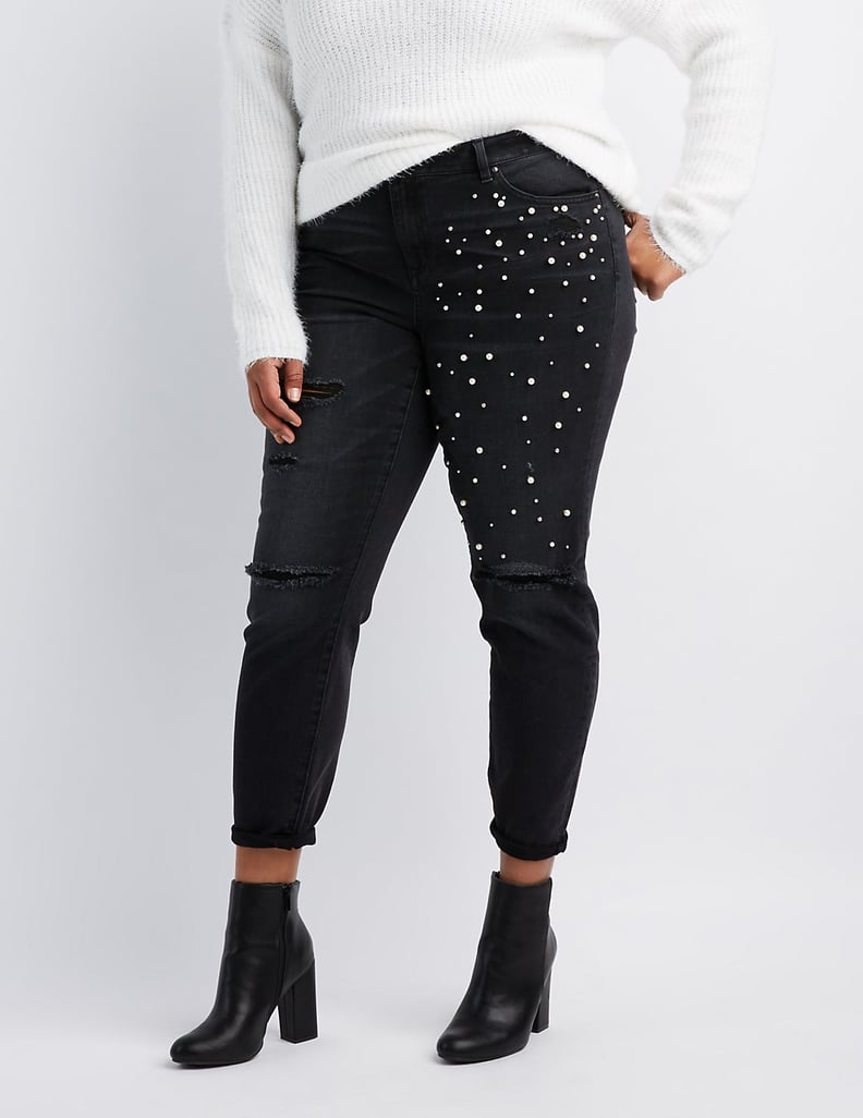 Charlotte Russe Destroyed Pearl Jeans