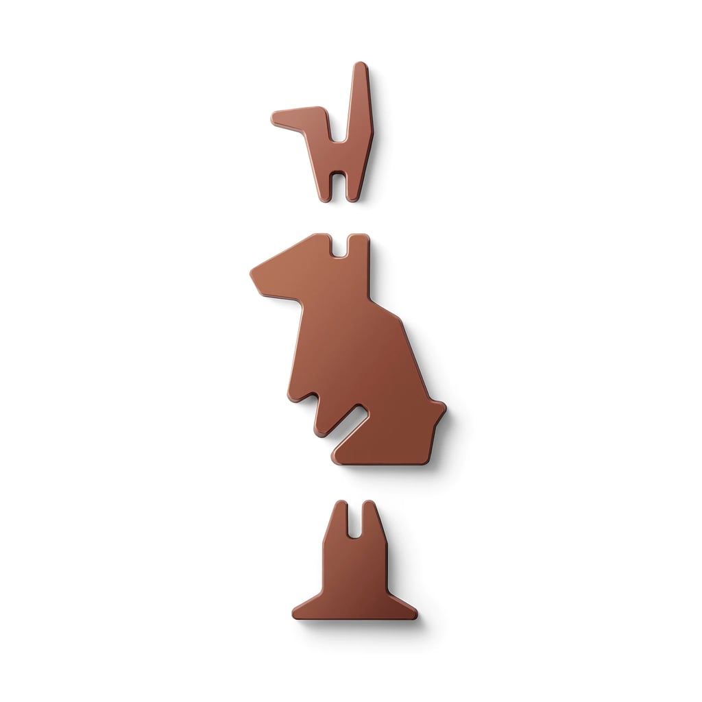 The bunny's three flat-packed pieces.