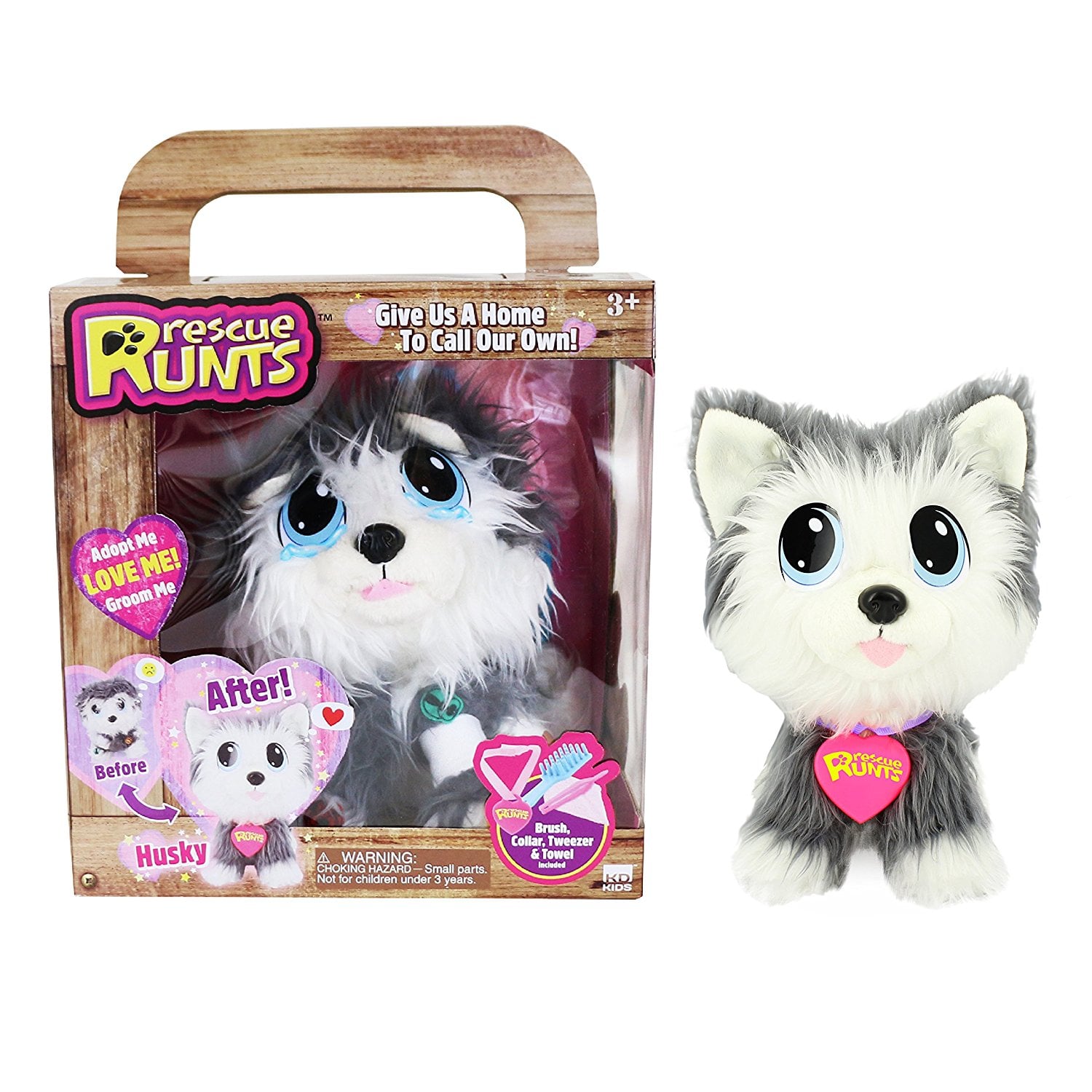 rescue runts husky plush dog